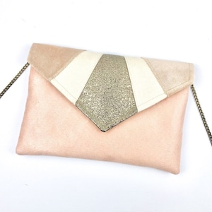 Powder pink beige bronze clutch ideal for a wedding or an evening