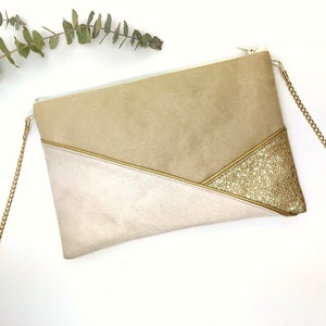 Pochette beige écru et doré parfaite pour accessoiriser une tenue d'été mariage soirée image 6