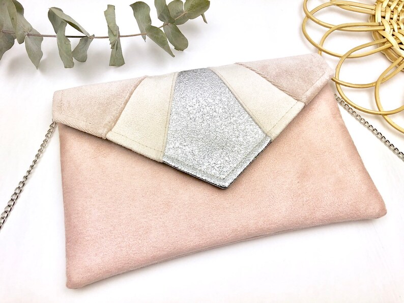 Pochette rose poudré beige argenté idéale pour un mariage ...
