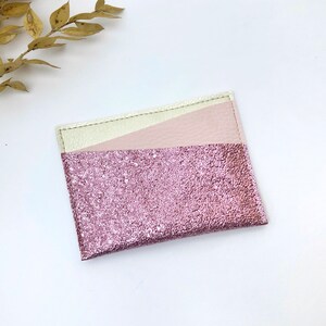 Porte carte femme rose pailleté étui parfait pour ranger votre carte bancaire