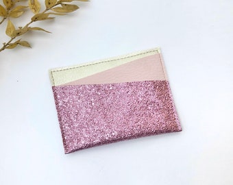 Glittery pink women's card holder, perfect case for storing your bank card