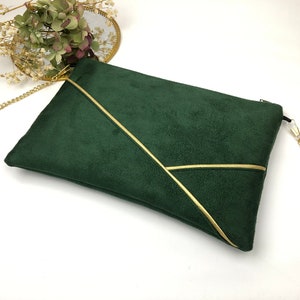 Sac Pochette vert sapin et doré parfait pour une soirée ou un mariage image 4