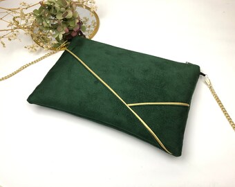 Sac Pochette vert sapin et doré parfait pour une soirée ou un - Main Image