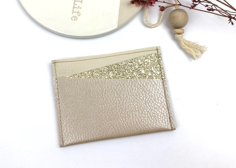 Bankkartenetui CB-Etui in Perlbeige und Gold Bild 1