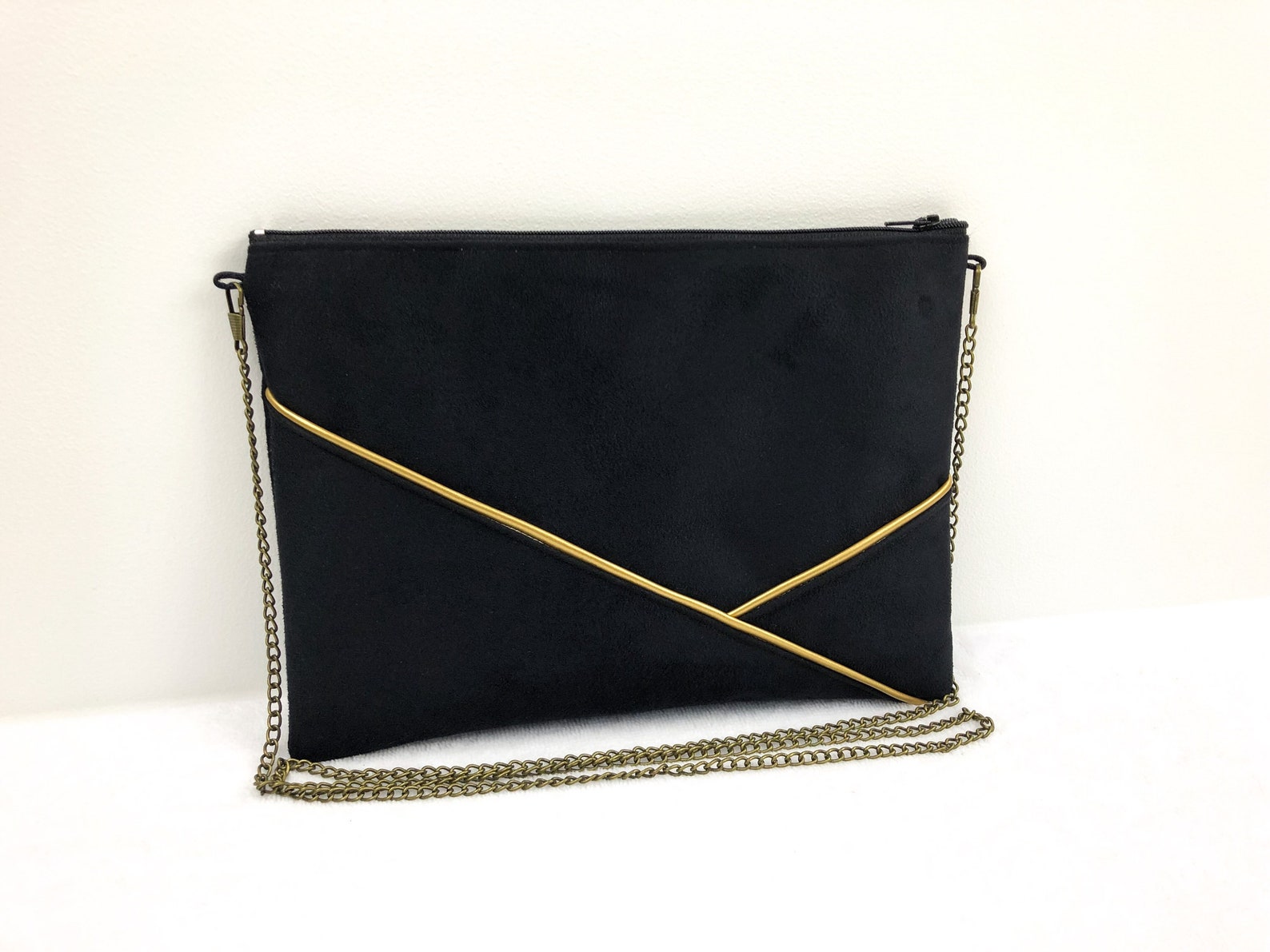 Black and gold clutch gold wedding evening clutch black and Etsy