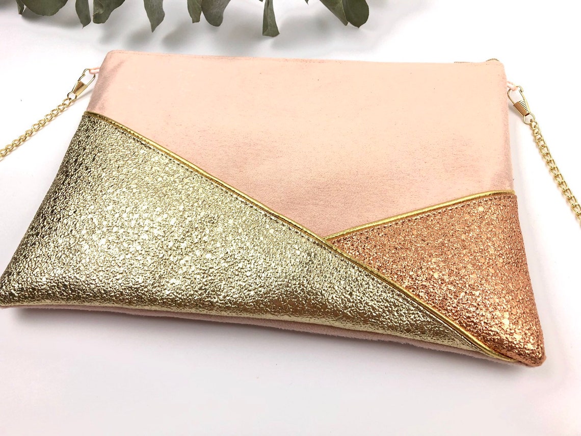 Pochette rose or rose et dor?� parfaite pour un mariage - Etsy France
