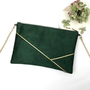 Sac Pochette vert sapin et doré parfait pour une soirée ou un mariage image 1