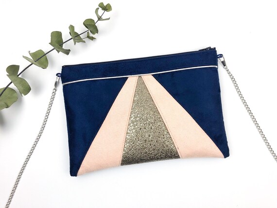 Blu navy e rosa cipria frizione perfetta per sofisticato un | Etsy Italia