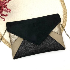 Black bronze glitter clutch ideal for an evening