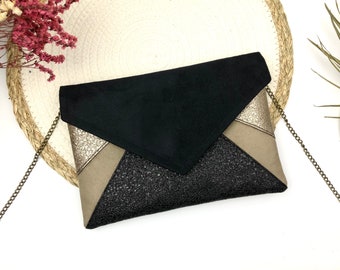 Black bronze sequined pouch ideal for an evening