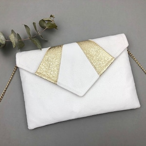 White and gold clutch bag ideal for a bride, a wedding, an evening