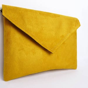 Pochette jaune moutarde unie, pochette enveloppe jaune, pochette personnalisable, mariage jaune moutarde, ThéaLouise image 7