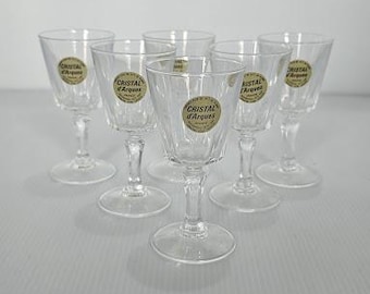 Juego de 6 copas de licor vintage Cristal d’Arques de Francia