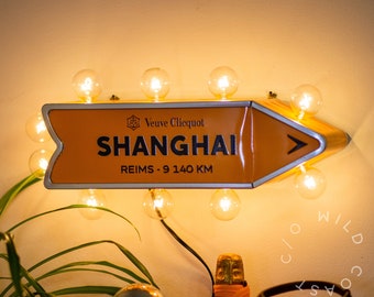 Veuve Clicquot Shanghai Arrow Tin Upcycled Light Up Marquee Sign