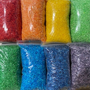 Sensory Bin Refill Rainbow Pastel Colored rice, Make your own sensory tray, pick your own colors