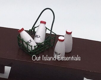 Miniature Milk Bottle Crate | 1:12 Scale Dollhouse Accessory
