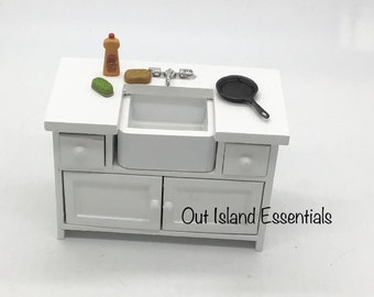 ミニチュアキッチンシンク I ドールハウスミニチュアホワイトキッチン