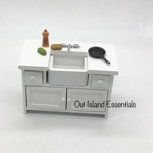 Miniaturowy zlew kuchenny I Miniaturowy domek dla lalek Biały zlew kuchenny I Miniaturowy zlew kuchenny w skali 1:12
