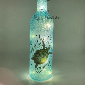 Turtle Seashell Light I Handmade Shell Light I Turtle Night Light I Battery Operated Turtle Bottle Light I Bottle Night Light