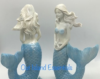 Estatua de sirena con cola levantada / Decoración de sirena / Sirena soñando despierta / Sirena con cola elegante
