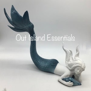 Blue Tail Mermaid I 9” Mermaid Statue | Mermaid Decoration | Daydreaming Mermaid | Fancy Tail Mermaid