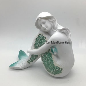 Mosaic Glass Mermaid Statue I Mermaid Lover I Mermaid Decor I Mermaid Broken Glass Coastal Decor