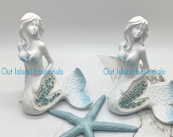 Mosaic Glass Mermaid Statue I Mermaid Lover I Mermaid Decor I Mermaid Broken Glass Coastal Decor