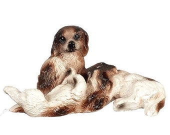 Miniature Dog I Dollhouse Miniature Pet I Miniature Furry Pets I Three Miniature Playing Dogs