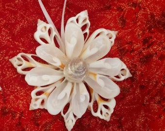 All White Seashell Snowflake Christmas Ornament I Seashell Ornament I Seashell Snowflake I White Shell Snowflake Coastal Christmas Ornament