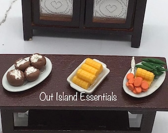 Artisan Made Happy Miniature Thanksgiving Dinner I  Dollhouse Miniature Thanksgiving Food I Mini Thanksgiving Decor I Miniature 1:12 Scale