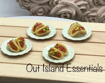 2Pc Miniature Taco Dish I Miniature Dollhouse Food I Miniature Tacos I Miniature Entertaining Food