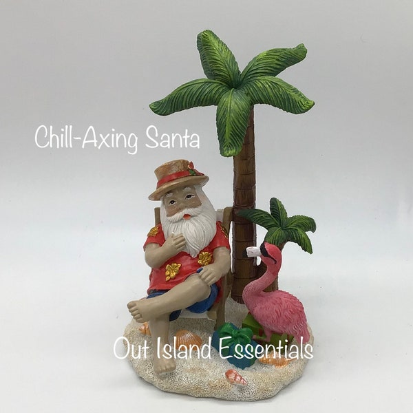 Chill-Axing Santa Christmas Statue I Beachy Christmas I Funny Florida Santa I Christmas At The Beach