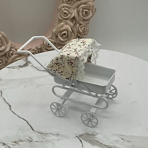 Miniature Baby Carriage I Miniature 1:12 Scale  I Miniature Dollhouse Nursery Accessories I Miniature Dollhouse Nursery
