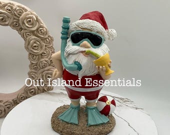 Dykande jultomte julstaty I Strandjultomte I Rolig Florida-tomte I Jul på stranden | Cocktailtomte