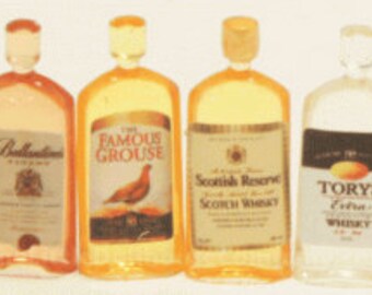 6 Pcs. Dollhouse Rum I Miniature Doll Spirits I Dollhouse Drinks I Miniature Dollhouse Food I 1:12 Scale Dollhouse Accessories