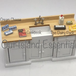 Miniature Dairy Package | Dollhouse Cream Cheese I Miniature Milk I Miniature Dollhouse Baking I 1:12 Scale Dollhouse Accessories