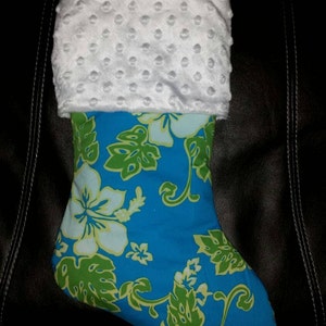 Hibiscus Christmas Stocking I Aqua Stocking I Island Christmas Stocking I Island Christmas I Beach Stocking I Tropical Christmas Stocking image 4