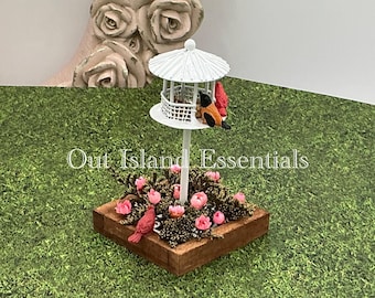 Miniature Bird Feeder I Miniature Garden Bird Sanctuary I Dollhouse Miniature Outdoor Decor I 1:12 Scale