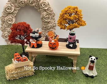 Miniature Halloween Accessories I Halloween Tiered Tray I Miniature Candy Pumpkin I Halloween Decor I 1:12 Scale