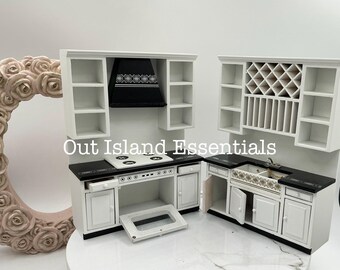 3ピースミニチュアキッチンIドールハウスミニチュア白黒キッチンI
