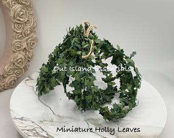 Dollhouse Miniature Holly Leaves Garland I Select Your Length Garland I Wired Holly Leaf Garland I 1:12 Scale