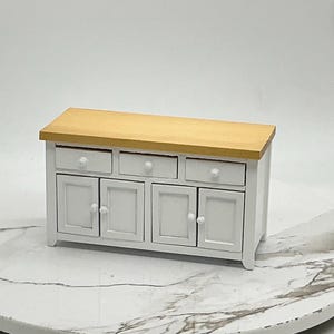 Miniature Kitchen Counter With Drawers I Dollhouse Miniature Decor I  White Kitchen Counter Furniture I Miniature 1:12 Scale Kitchen