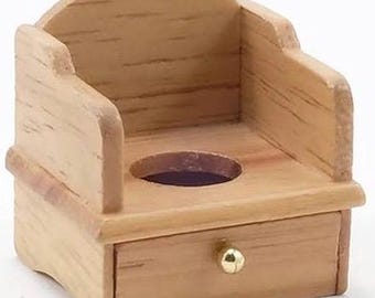 Miniature Wooden Potty Box I Miniature 1:12 Scale Potty Chair I Miniature Dollhouse Nursery Accessories I Miniature Dollhouse Nursery