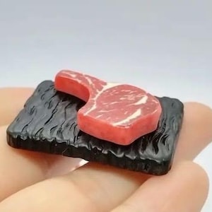 1:6 Scale Dollhouse Miniature Raw Steak I Miniature Doll Steak On Cutting Board I Miniature Dollhouse Grilling I