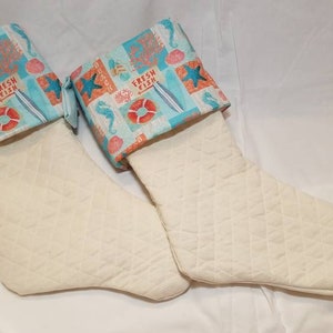 Beach Christmas I Coastal Christmas I Coastal Christmas Stocking I Beach Christmas Stocking I Fresh Fish Market Stocking I Coastal Cottage
