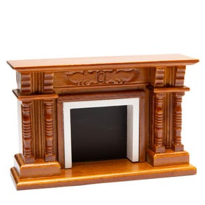 MiniatureVictorian Walnut Finish Fireplace I Dollhouse Miniature Fireplace I Walnut 1:12 Scale Fireplace I Victorian Era