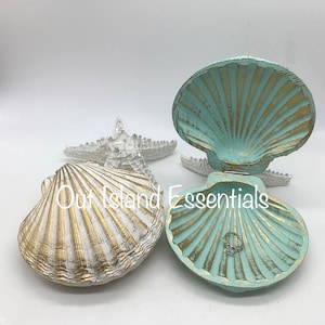 Seashell Trinkets I Seashell Trinket Box I Seashell Ring Holder I Engagement Shell  I Coastal Wedding Ring Pillow I Clam Trinket Box