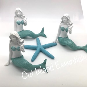 Standbeeld zeemeermin 5" zijwaarts | Decoratie zeemeermin | Dagdromende zeemeermin | Zittende zeemeermin | Kleine zeemeermin I plankdecor