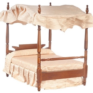 Miniatur Nussbaum Oder Mahagoni Himmelbett I Puppenhaus Miniatur Möbel I Miniatur 1:12 Himmelbett I Miniatur Schlafzimmer