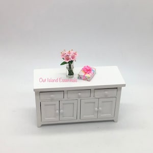 Miniature Kitchen Counter With Drawers I Dollhouse Miniature White Kitchen Extra Counter Furniture I Miniature 1:12 Scale Kitchen